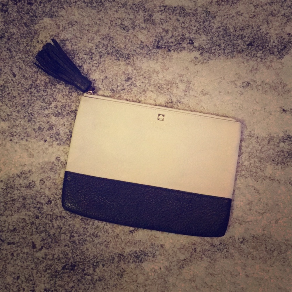 Kate Spade Black & White Leather Clutch